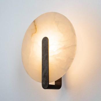 2553-as LED fali világítás, fehér/fekete, átmérő 25 cm, alabástrom kép
