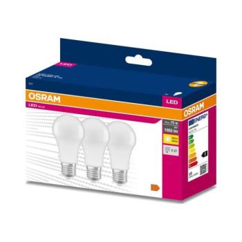 3 darabos Osram A60 LED izzó szett (E27, 10 W, 230 V, 3000 K – meleg fehér) 4058075630338 kép