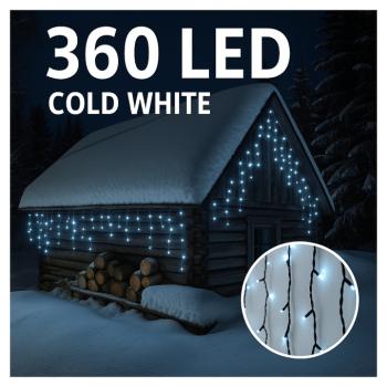 360 LED-es jégcsap fényfüggöny kültéri - Hidegfehér kép