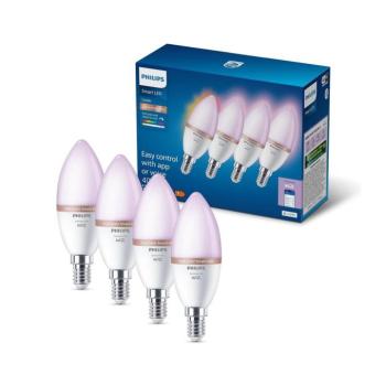 4 darabos Philips SMART C37 E14 LED RGB dimmelhető izzó 4,9W/230V 2200-6500K 8721103160027 kép