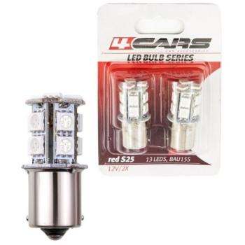 4Cars LED izzó 13LED 12V S25-5050SMD BAU15S red, 2db kép