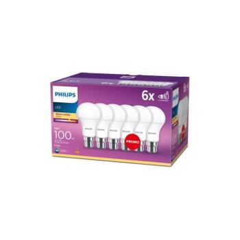 6 darabos Philips A60 LED izzó szett, B22, 13W, 230V, 2700K 8718696586358 kép