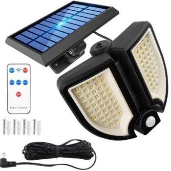 90LED-es, mozgásérzékelős forgatható napelemes lámpa távirányítóval YT-90 (THM) kép