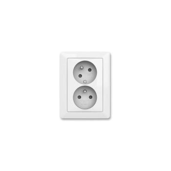 ABB 5513T-C02157 500 - Dupla lakossági dugalj ZONI kerettel 250V fehér ABB 5513T-C02157 500 kép