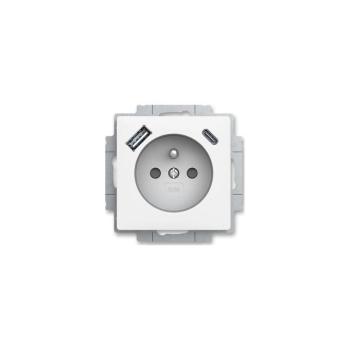 ABB 5569T-A32357 240 -Keret nélküli lakossági fali aljzat ZONI 250V 1xUSB A+C matt fehér ABB 5569T-A32357 240 kép