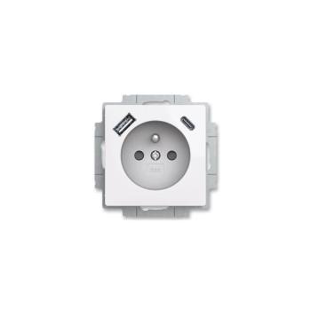 ABB 5569T-A32357 500 - Keret nélküli fali aljzat ZONI 250V 1xUSB A+C fehér ABB 5569T-A32357 500 kép