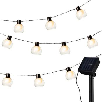 Aca Lighting napelemes LED fényfüzér, poharak, 11 LED, 2,3 + 0,5 m, meleg fehér, IP44 kép