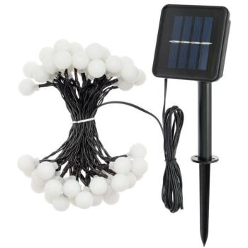 Aca Lighting napelemes LED gömb fényfüzér, átltászó, 30 LED, 4,35 m + 2 m, hideg fehér, IP44, 2 funkció kép