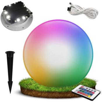 Aca Lighting napelemes LED gömb, vízálló, RGB+W 35 cm, távirányító, Li-FePO4 18 A kép