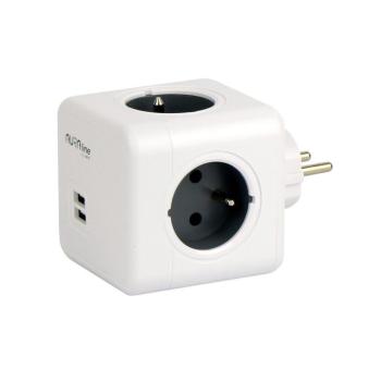 Adapter CUBE 4 aljzat 2xUSB Schuko AURA line, 3680W, LED line, LL-205765 kép