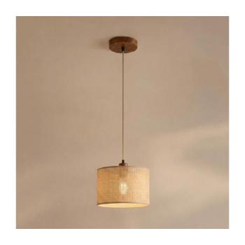 AIDA zsinóros függőlámpa 1xE27/15W/230V, átm. 25 cm, tölgy/rafia LM-1.98/DĄB RUSTIK/RAFFIA 250 kép