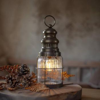 Aina LED-lámpa, bronz, magasság 28 cm, fém/üveg kép