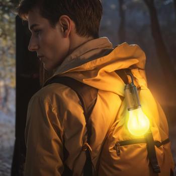 Akasztható szolár lámpa – villanykörte alakú – USB-C – 100 lumen – 400 mAh kép
