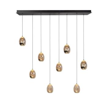 Akasztólámpa Golden Egg, borostyán/arany, hossza 115 cm, 8-as üvegből kép