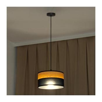 ALBA kábeles függőlámpa, 1xE27/15W/230V, átm. 25 cm, fekete/barna W-KM 2515/1 BK+WOOD+BK