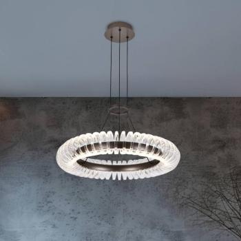 Alba LED lógó lámpa, szürke csiszolt/átlátszó, Ø 60 cm, fém/akril