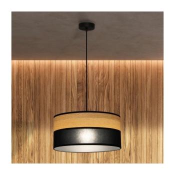 ALBA zsinóros függeszték 1xE27/15W/230V, átm. 40 cm, fekete/barna W-KM 4020/1 BK+WOOD+BK kép