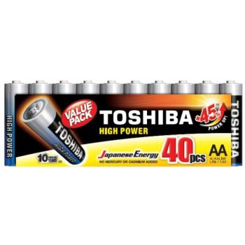 Alkáli elem, AA, 1,5V, 40 db-os csomag, TOSHIBA, 00154744 kép