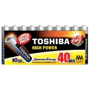 Alkáli elem, AAA, 1,5V, 40 db-os csomag, TOSHIBA, 00154748 kép