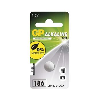 GP Alkáli gombelem LR43 (186) 1db/bliszter, 1,5V, B13861 kép