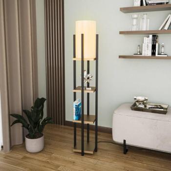 Álló lámpa 8115, fekete/arany/fehér, fém/vászon, magasság 130 cm kép