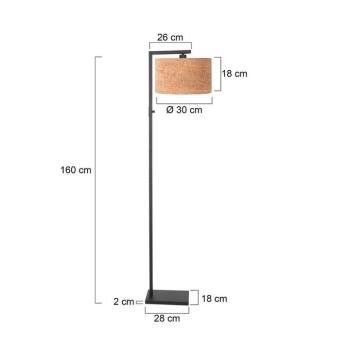 Álló lámpa Stang, fekete/barna, magasság 160 cm, parafa kép