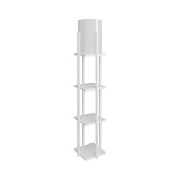 Elegáns állólámpa, 135 cm magas, fehér és természetes színek | Forgácslap ház, MDF profil, szövet sapka (21x21 cm) | Be/Ki kapcsoló, CE minősítéssel, skandináv dizájnnal kép