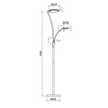 Aluminor Kitel 89 LED-es állólámpa LED-es olvasólámpával kép
