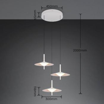 Amalo LED lógó lámpa, matt fehér, Ø 67 cm, fém, 3 izzós kép