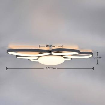 Amelio LED mennyezeti lámpa, fekete, 85 cm, CCT, távirányítóval kép
