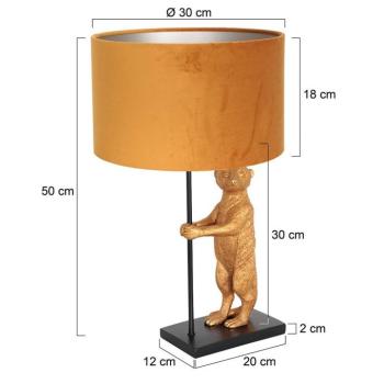 Animaux 8228ZW asztali lámpa, fém, bársony, arany, fekete kép