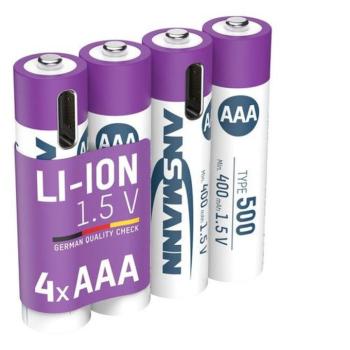 ANSMANN Li-Ion AAA akkumulátor 500mAh USB-C 4db/csomag kép