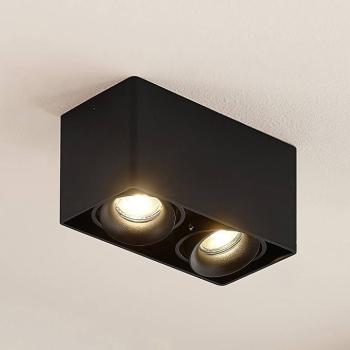 Arcchio Kubika downlight, 19 cm, fekete, 2-lámpás, fém, fekete színű kép