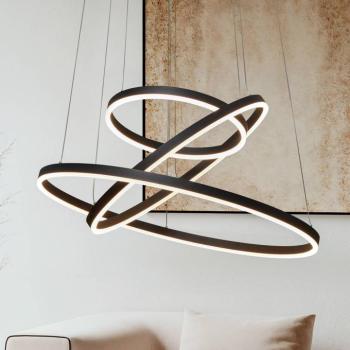Arcchio LED függőlámpa Albiona, fekete, 3 karika, Ø 80 cm kép