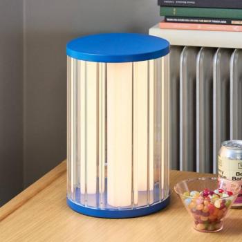 Aru LED asztali lámpa, kék/átlátszó, magasság 30 cm, üveg/vas kép