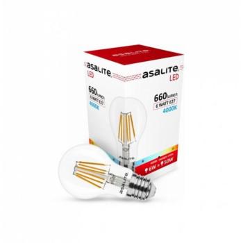 Asalite LED Izzó A60 filament gömb E27 6W 4000K (660 lumen) kép