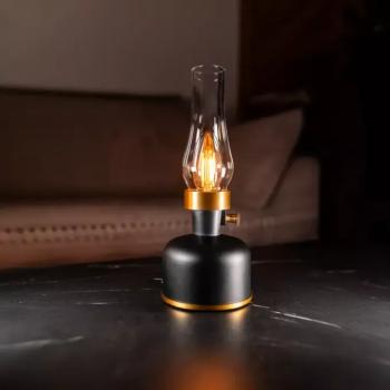 Asztali lámpa OLIA USB IP44 black kép