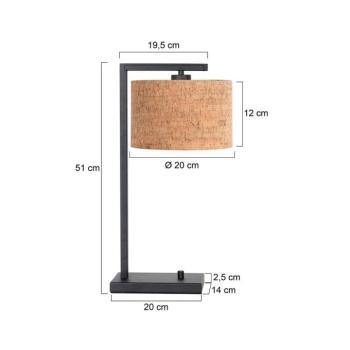 Asztali lámpa Stang, fekete/barna, magasság 51 cm, parafa kép