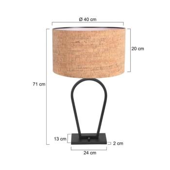 Asztali lámpa Stang, fekete/barna, magasság 71 cm, parafa kép