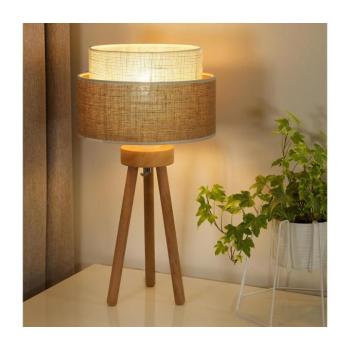 - Asztali lámpa YUTE BOHO 1xE27/15W/230V átm. 25 cm barna/krémes 603775 kép