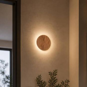 Atacama LED fali világítás, tölgyfa színű, Ø 19 cm, fa kép