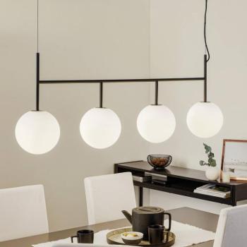 Audo LED függő lámpa TR Bulb, 4 szárnyas, fekete/opál, üveg kép