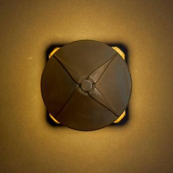 Aura Disk LED fali lámpa, kinyúlás: 12,5 cm, antik sárgaréz, IP65 kép