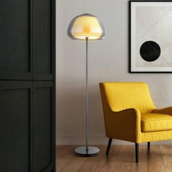 Avila LED álló lámpa, füstszürke/fekete, üveg, CCT, dimmelhető