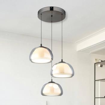 Avila LED lógó lámpa, füstszürke/fekete, üveg, CCT, dimmelhető fényerő kép
