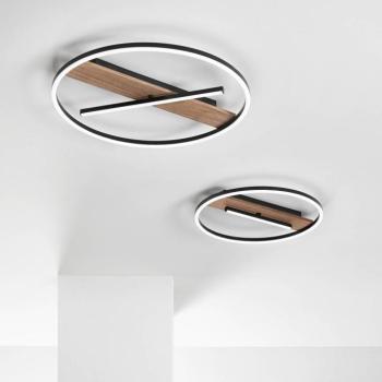 Azimuth LED fali lámpa, Ø 50 cm, fekete/fa színű, fém kép