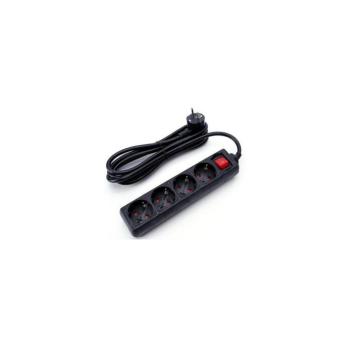 B.V. - 3m SCHUKO hosszabbító 4 aljzattal, kapcsolóval, fekete 200000QIO kép