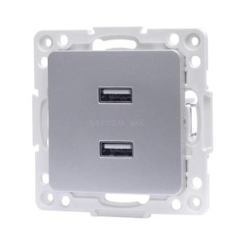 B.V. - keret nélküli USB tápaljzat 2x USB-A ezüst B20101QSE kép