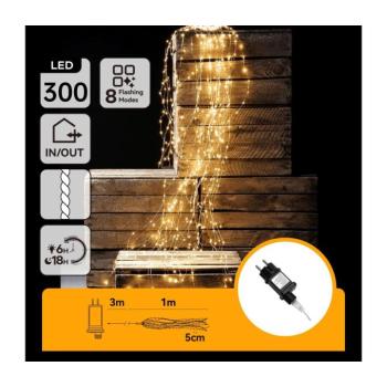 B.V. - kültéri karácsonyi LED fényfüzér, 300 LED, 8 funkció, 4 m, IP44, meleg fehér B10303ADLY kép