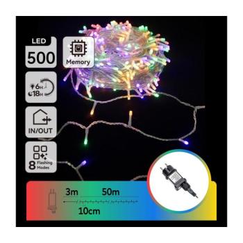 B.V. - kültéri karácsonyi LED fényfüzér 500 LED/8 üzemmód 53 m IP44 többszínű B103031PE kép